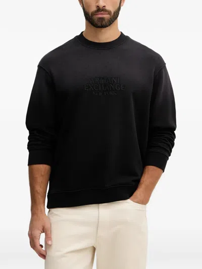 Armani Exchange Embossed Crew-neck Sweatshirt In Black