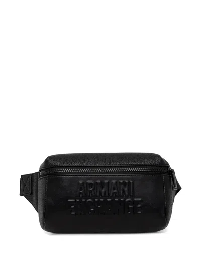 Armani Exchange Embossed Logo Belt Bag In Black