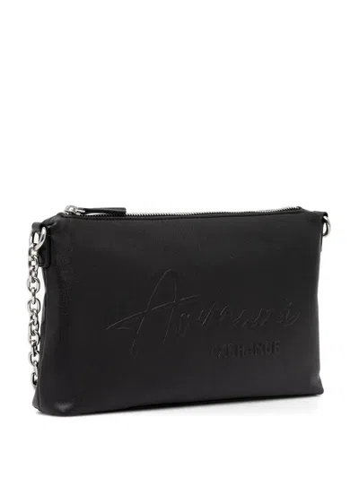 Armani Exchange Embossed-logo Shoulder Bag In Black