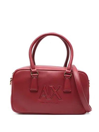 Armani Exchange Embossed-logo Tote Bag In Red
