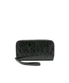 Armani Exchange Zip Around Wallet With Maxi Allover Logo In Black