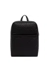 Armani Exchange Embossed-logo Grained-effect Backpack In Black