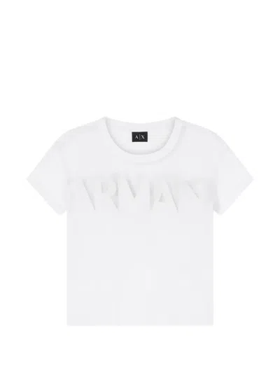 Armani Exchange Embossed-logo Round-neck T-shirt In White