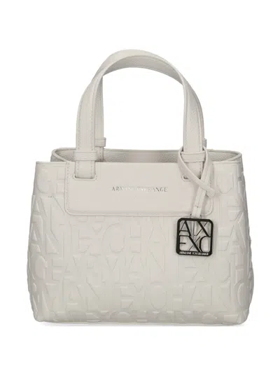 Armani Exchange Embossed-logo Tote Bag In White