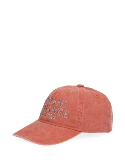 Armani Exchange Embroidered Baseball Cap In Orange