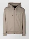 Armani Exchange Embroidered Hooded Sweater With Ribbed Finish In Brown