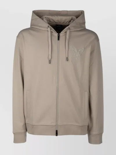 ARMANI EXCHANGE EMBROIDERED HOODED SWEATER WITH RIBBED FINISH