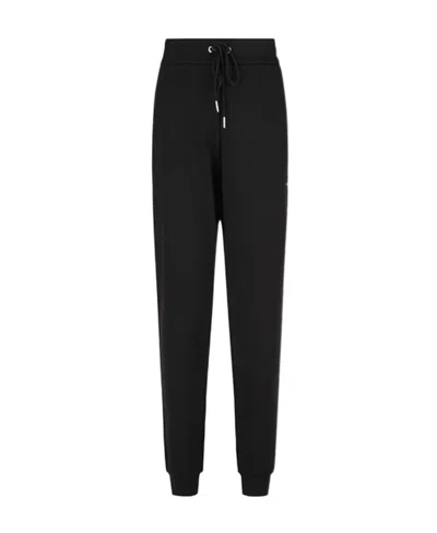 Armani Exchange Embroidered-logo Cotton Track Pants In Black