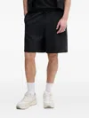 Armani Exchange Embroidered-logo Drawstring Track Shorts In Black