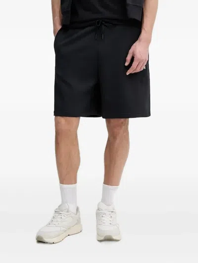 Armani Exchange Embroidered-logo Drawstring Track Shorts In Black