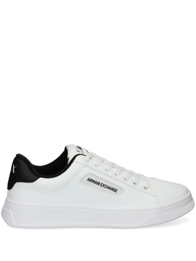 Armani Exchange Embroidered-logo Sneakers In White