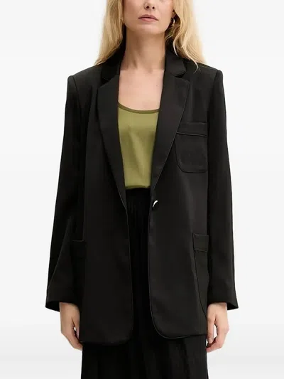 Armani Exchange Embroidered-pocket Blazer In Black