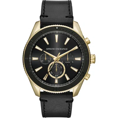 Armani Exchange Enzo Chrono Leather Watch, 46mm In Black