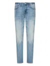Armani Exchange Faded-effect Five-pocket Jeans In Blue