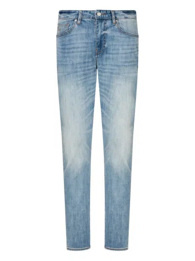 Armani Exchange Faded-effect Five-pocket Jeans In Blue