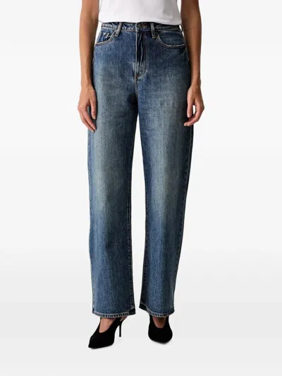 Armani Exchange Faded Straight-leg Jeans In Blue