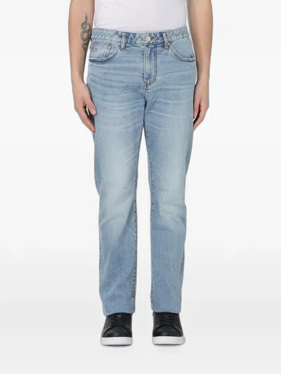 Armani Exchange Faded-effect Jeans In Blue