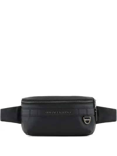 Armani Exchange Faux-leather Belt Bag In Black