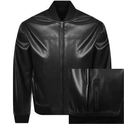 Armani Exchange Faux Leather Jacket Black
