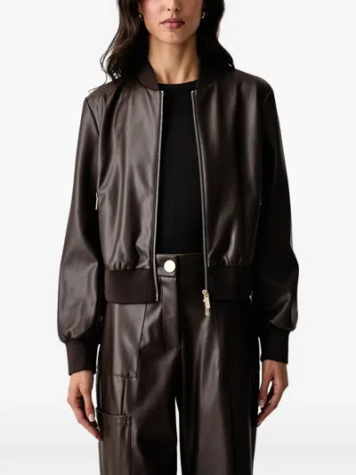 Armani Exchange Faux-leather Bomber Jacket In Multi