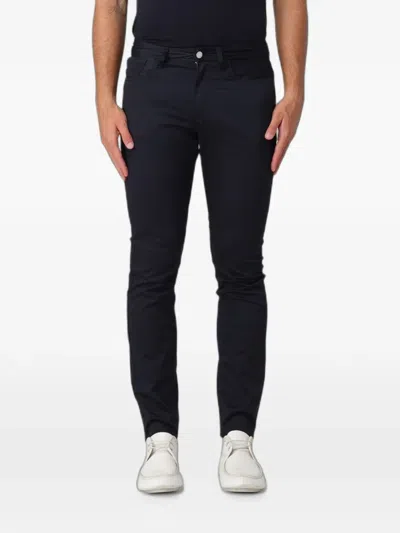 Armani Exchange Five-pocket Cotton-blend Trousers In Blue