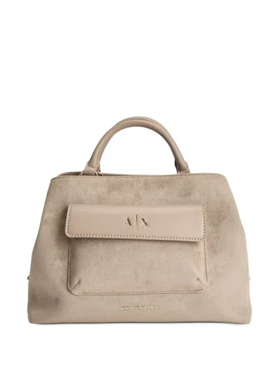 Armani Exchange Flap Shoulder Bag In Neutral