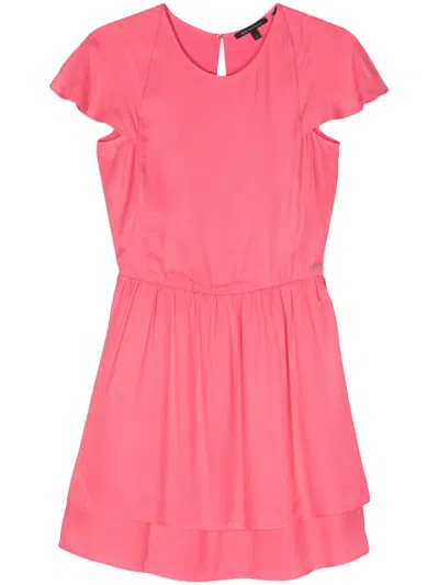 Armani Exchange Flared Layered-skirt Dress In Pink