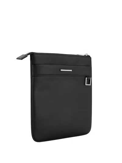 Armani Exchange Flat Crossbody Bag In Black