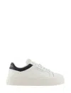 Armani Exchange Logo-print Leather Sneakers In Off White+black