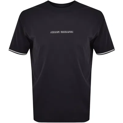 Armani Exchange Flocked Logo T Shirt Navy