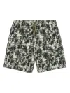 Armani Exchange Floral-print Swim Shorts In 绿色