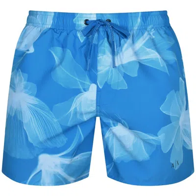 Armani Exchange Floral Swim Shorts Blue