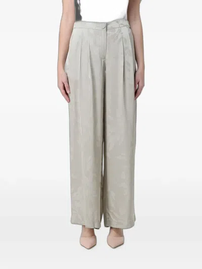 Armani Exchange Floral-print Satin Trousers In Neutral