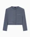 Armani Exchange Button Cropped Jacket In Gray