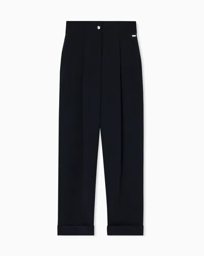 Armani Exchange Pleated Trousers In Black