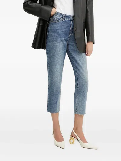 Armani Exchange Frayed-hem Five-pocket Jeans In Blue