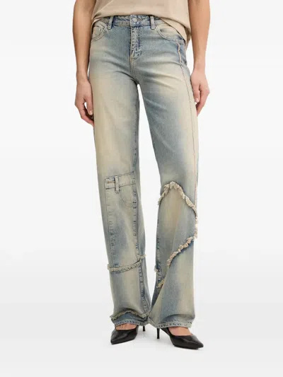 Armani Exchange Frayed Patchwork Jeans In Blue