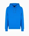 Armani Exchange French Terry Cotton Hoodie With Logo In Blue