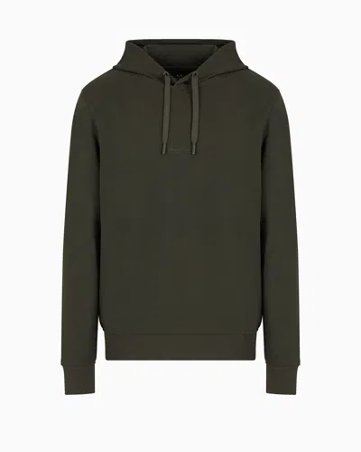 Armani Exchange French Terry Cotton Hoodie With Logo In Brown