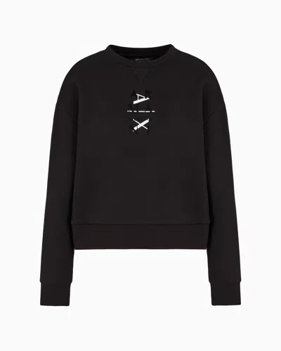 Armani Exchange French Terry Sweatshirt In Black