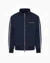 Armani Exchange Full Zip Blouson In Crinkle Fabric With Logo On The Chest