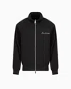 Armani Exchange Official Store Full Zip Blouson In Crinkle Fabric With Logo On The Chest In Black