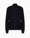 Armani Exchange Full Zip Cardigan In Cotton And Wool Blend With Ribs In Navy Blue