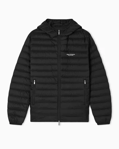 Armani Exchange Full Zip Down Jacket With Hood In Black