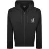 Armani Exchange Full Zip Logo Hoodie Black In Black
