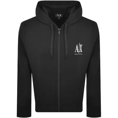 Armani Exchange Full Zip Logo Hoodie Black