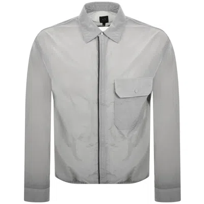 Armani Exchange Full Zip Overshirt Grey In Gray