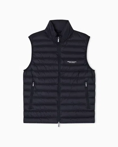 Armani Exchange Full Zip Sleeveless Down Jacket In Black