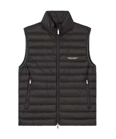 Armani Exchange Full Zip Sleeveless Down Jacket In Black