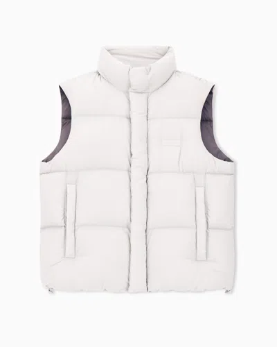 Armani Exchange Full Zip Sleeveless Down Jacket In Neutral